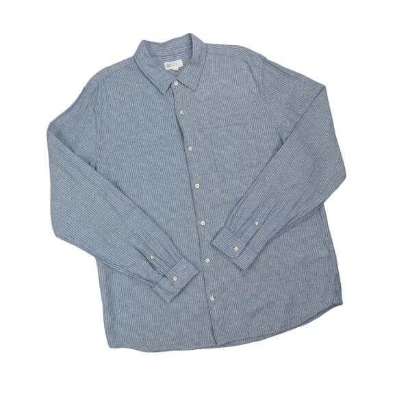 GAP Men's Blue Button Down Shirt Standard Fit Stretch Dress Shirt Large Preppy - Picture 3 of 7